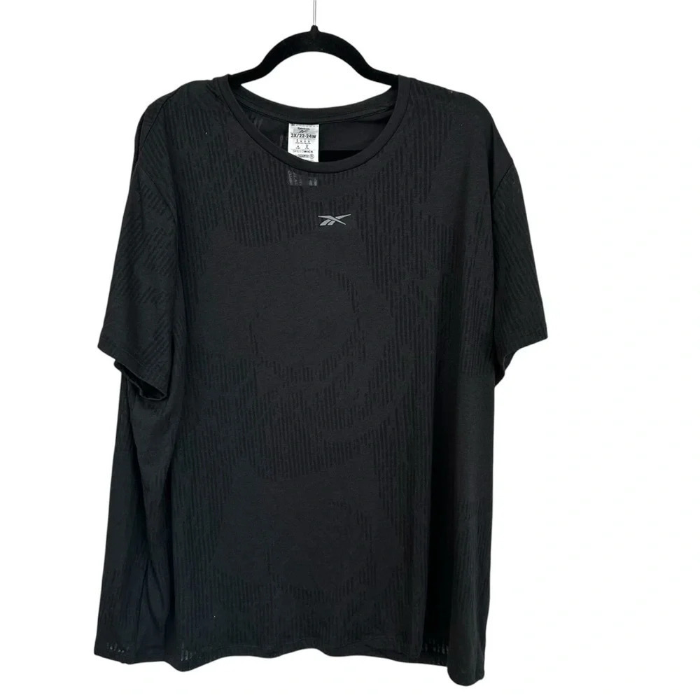 Reebok Women’s Black Speed-Wick Burnout Athletic Short Sleeve Top Size 3X NWT